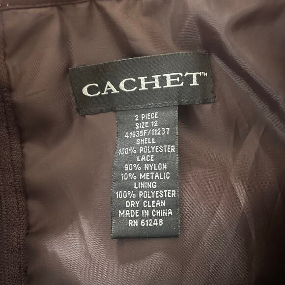 Vintage 90s Cachet Lace Bodice Formal Maxi Dress Brown Sleeveless Metallic Fairy - Picture 5 of 5